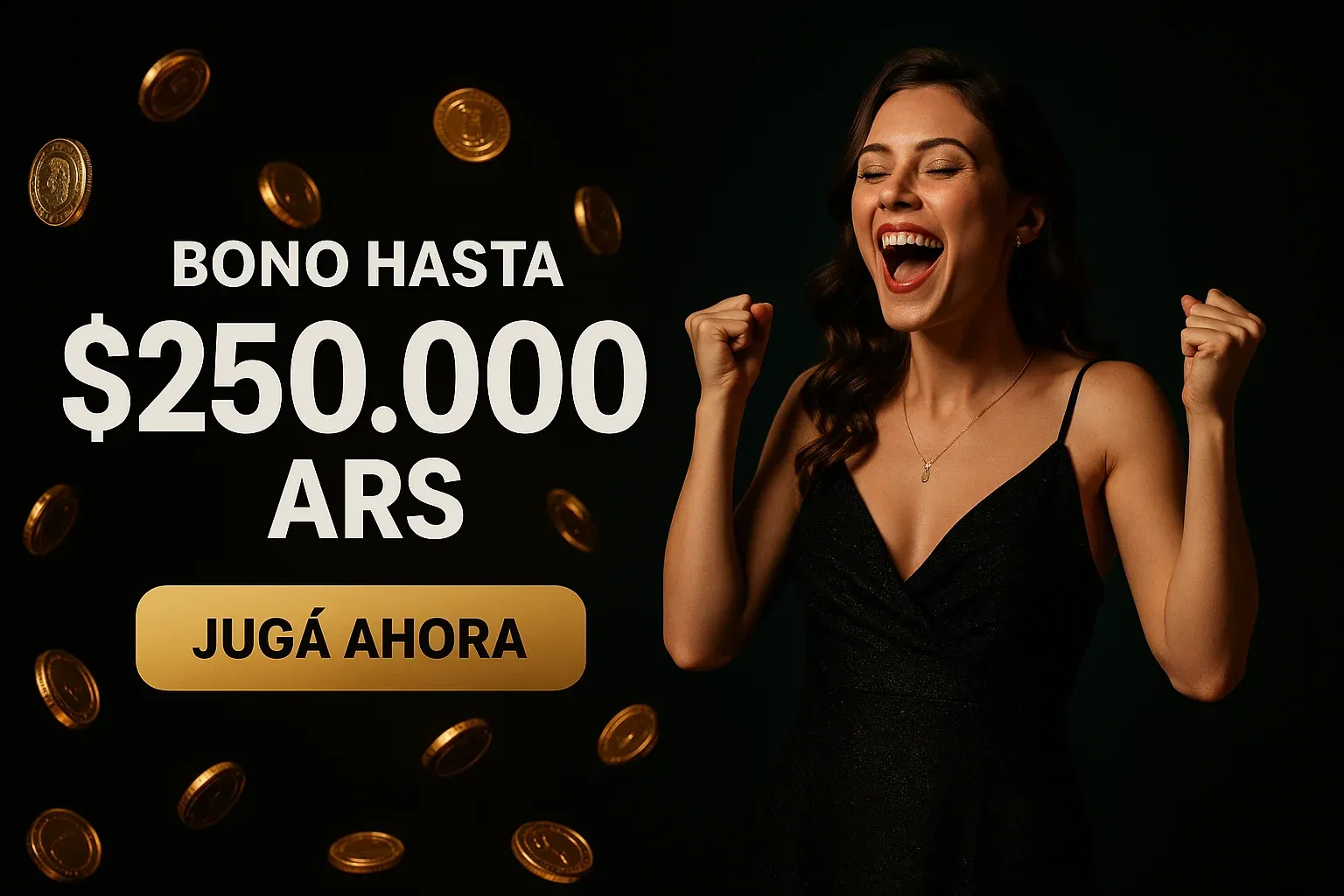 Banner casino VIP con bono hasta $250.000 ARS y botón Jugá Ahora